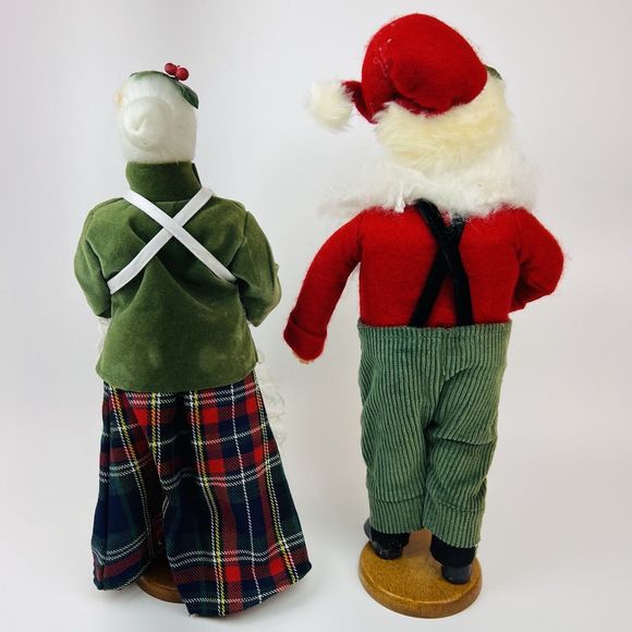 Vintage Christmas Carolers Woman with Tray of Cinn Rolls & Santa with Toy Train - Picture 2 of 9